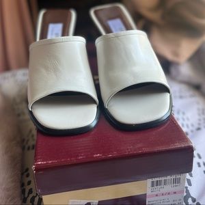 Etienne aigner white open toe heels, size 8.5